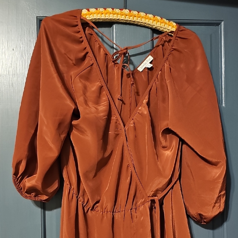 Ophelia Roe Dress Terracotta Midi Casual Party Medium  Bohemian Ruffle Orange